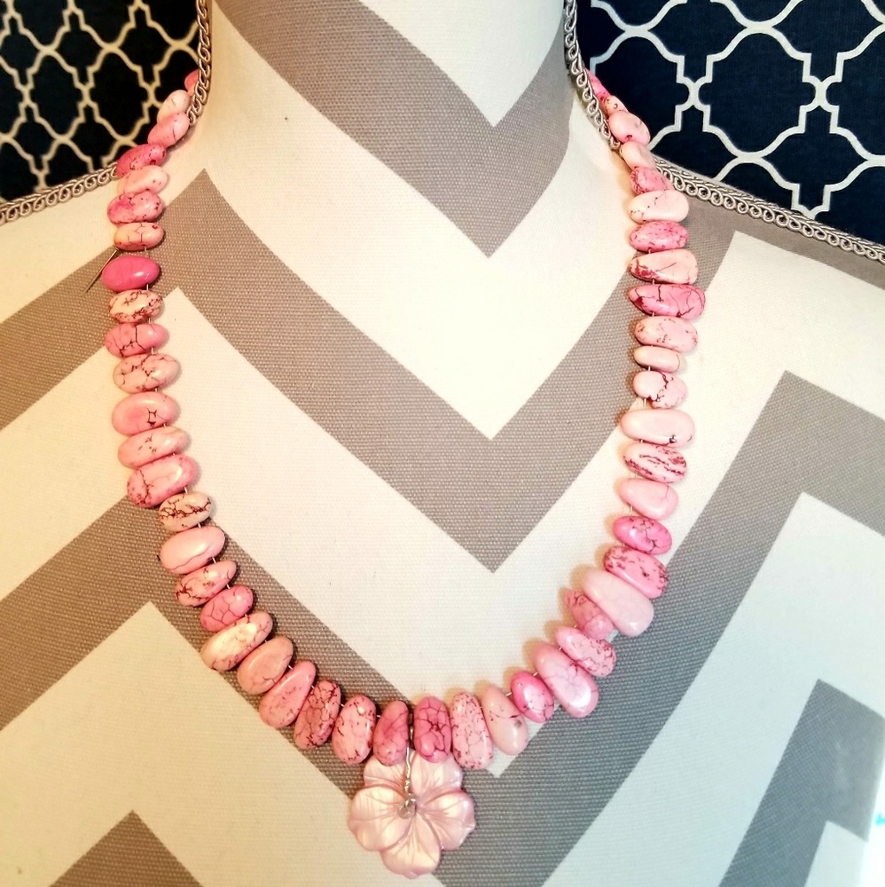 Pink stone necklace